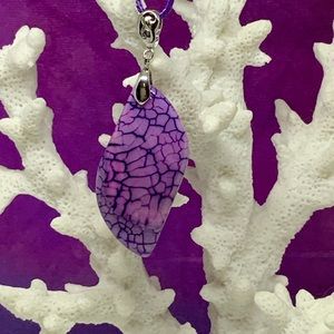 Purple Dragon Veins Agate Necklace on Waxed Cotton Cord Handmade